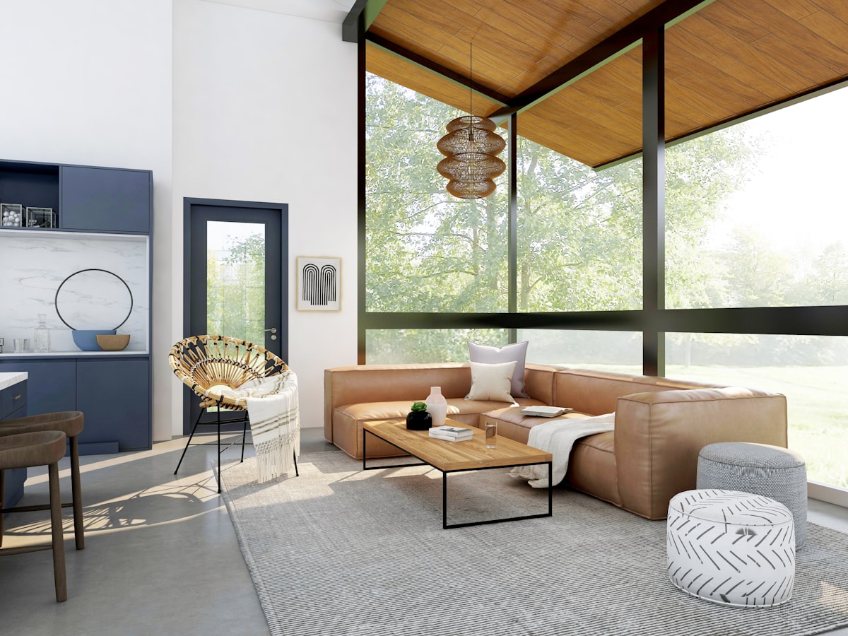 Open concept interior renovation with warm finishes